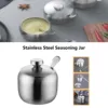 Stainless Steel Seasoning Jar with Spoon Large Capacity Durable Seasoning Pot Kitchen Supplies for Food Storage and Organization 1