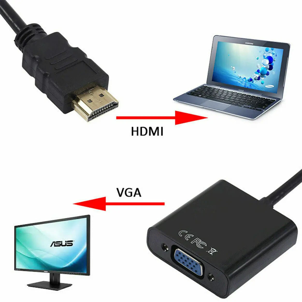 HDMI-ȣȯ -VGA - ̺ ȯ , PC  4K 3.0 