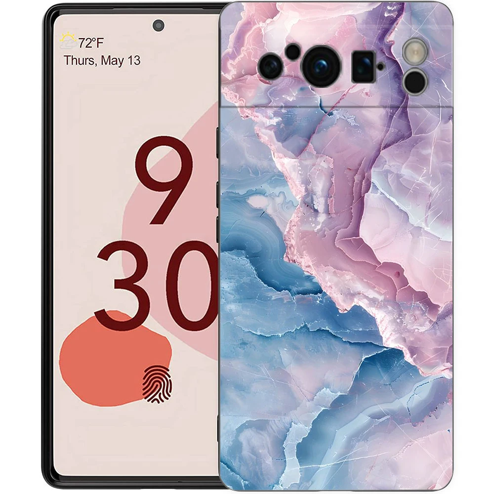 Elegant Marble Design Shockproof Black Silicone Phone Case
