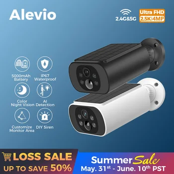 ALEVIO 2.5K Outdoor Solar Camera Wireless Cam WIFI Ultra Standby Time PIR Motion Light Color Night Vision AI Detect Battery Cam 1