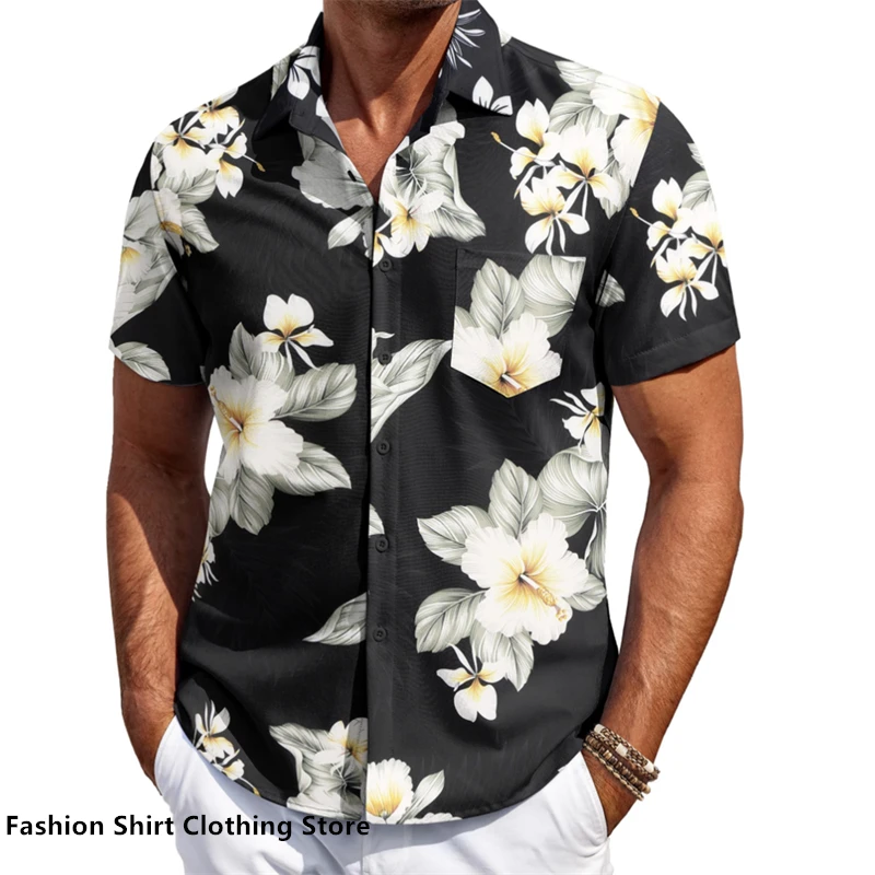 11 styles of men's shirts Hawaiian shirts short-sleeved tops Hawaiian vacation outdoor travel trendy casual clothing xs-6xl
