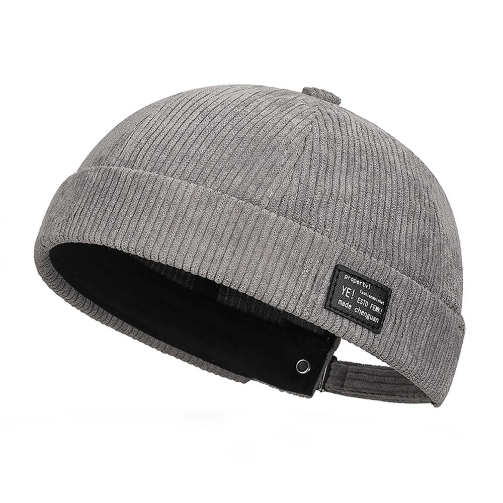 Vintage-Style Unisex Brimless Beanie Hat - Solid Color, Lightweight & Portable