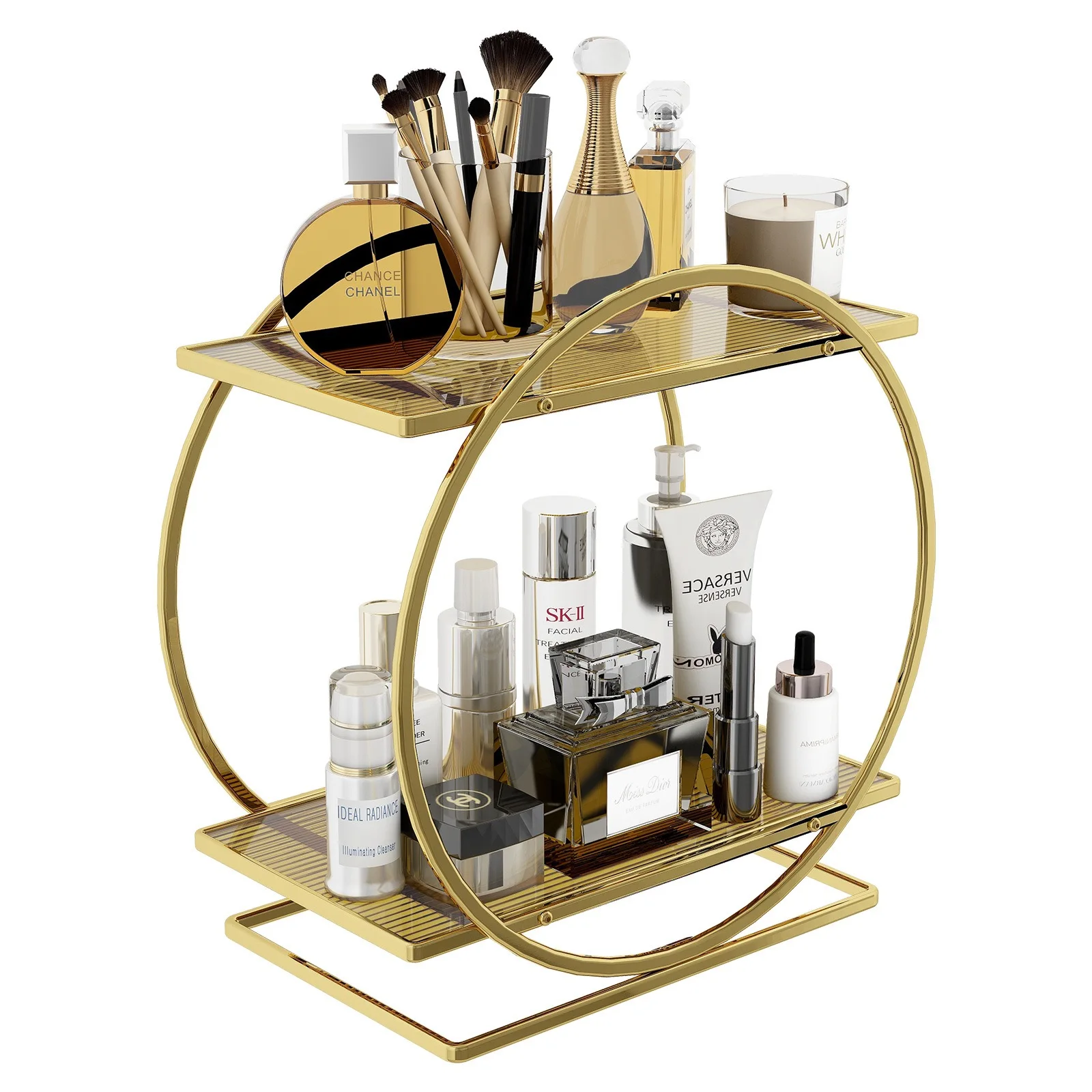 1pc Makeup Organizer Cosmetics Storage Holder Household Skin Care Products Dresser Bathroom Desktop Large Capacity Storage Shelf 5