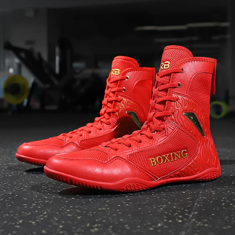 High-top Men Boxing Sneakers Breathable Wrestling Shoes Non Slip Comprehensive Training Shoes Fighting Sanda Wrestling