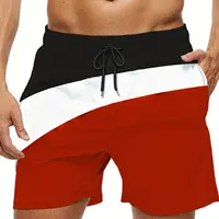 Trendy Color Block Pattern 3d Print Men Women Swim Trunks Quick Dry Drawstring Beach Shorts Men's Pants Swimwear Beach Short 2