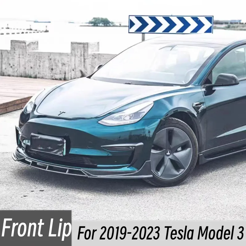 

For 2019-2023 Tesla Model 3 Fast Style Car Front Bumper Splitter Lip Chin Spoiler Body Kit Diffuser Protector Guard Accessor