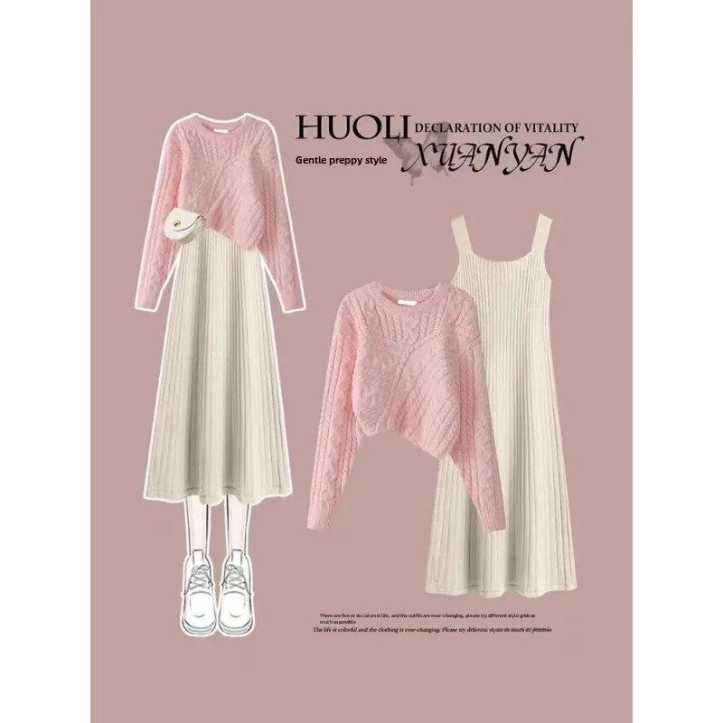 Autumn 2-piece Sweaterknit Maternity Clothing Set Tank Dress For Pregnant Women women maternity sets