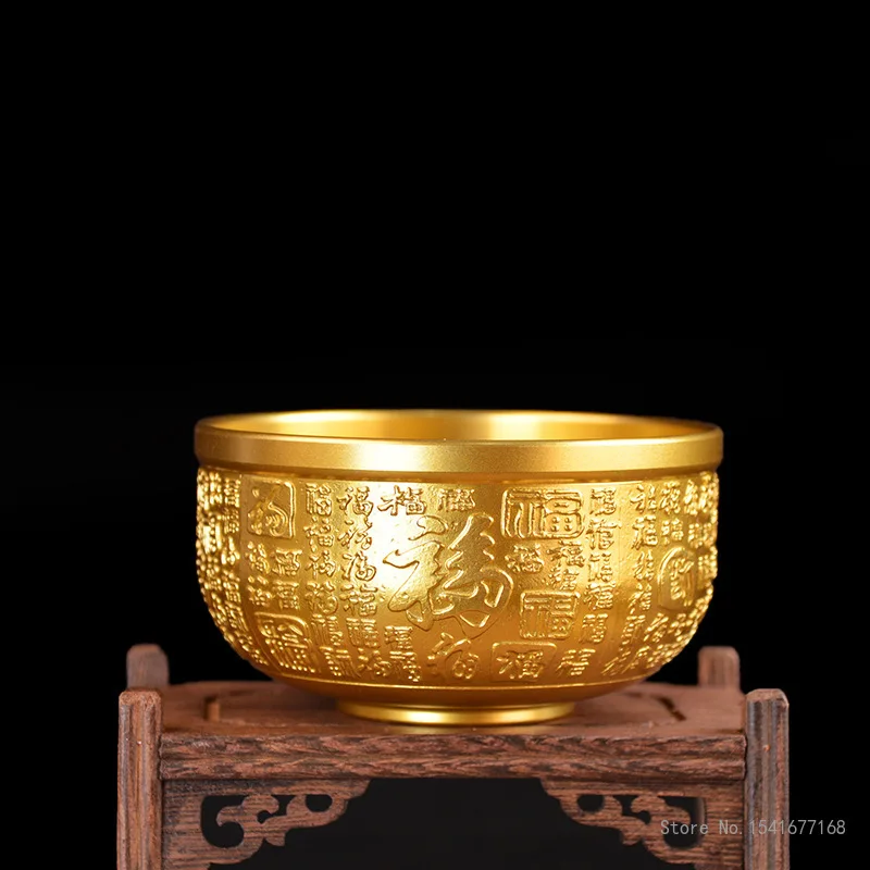 Creative Brass Coin Bowls, Relief Dragon Pattern, Longfeng Home Supplies, Copper Ware, Decorative Chopsticks and Spoons Bowl Set