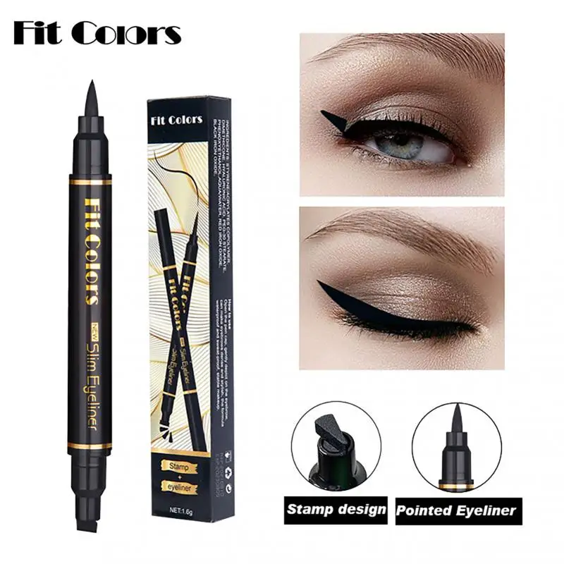 

2 In1 Winged Stamp Liquid Eyeliner Pencil Water Proof Fast Dry Double-ended Black Seal Eye Liner Pen Make Up For Women Cosmetics