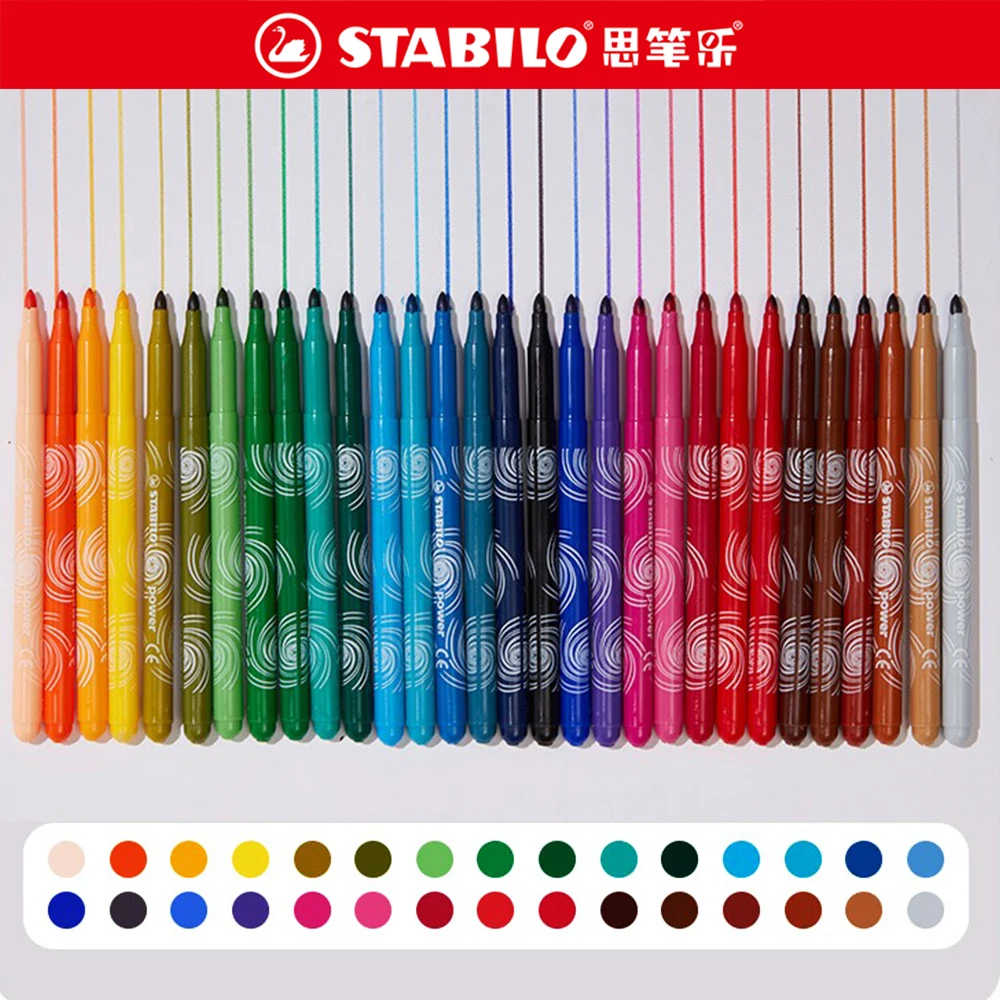 30 색/세트 Stabilo 수채화 펜 선물 상자 280 수성 컬러 마커 펜 2.0mm Kawaii 편지지 학교 미술 용품