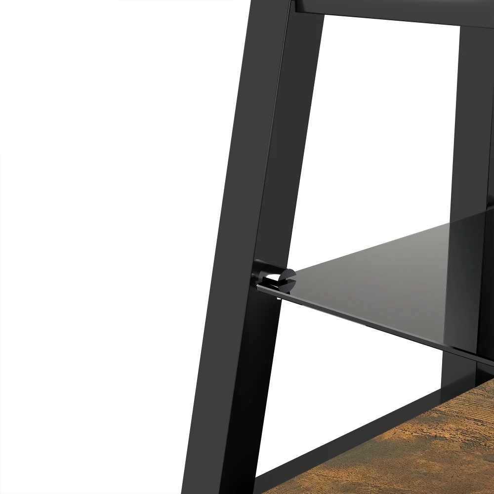 Holz-TV-Schrank mit Schwarzem Hartglas, Höhenverstellbarer Fernsehständer, Multidirektional Schwenkbar, Modernes TV-Board mit Wandhalterung – Detail 24