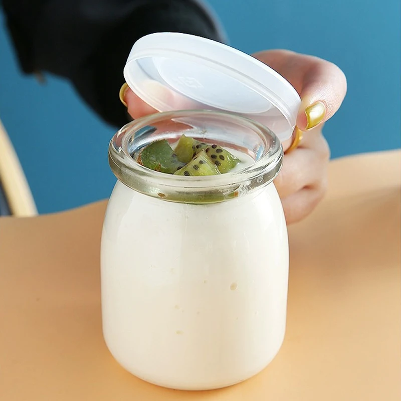 100/150/200ml Clear Glass Food Bottle with Lid Pudding Yogurt Container Milk Jams Jelly Mousse Honey Spice Storage Jars Mini Cup 3