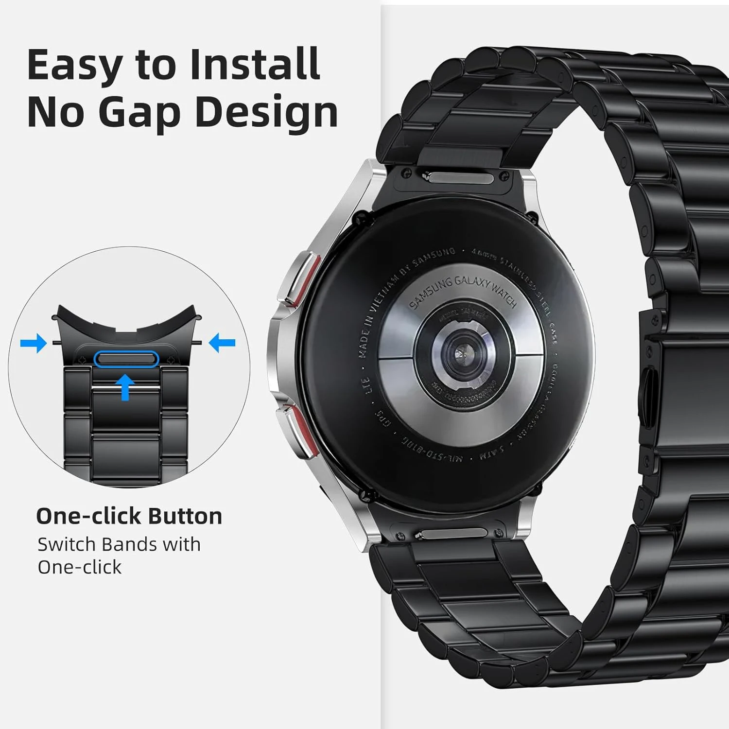 Enhanced Quick Release Stainless Steel Watch Band Strap
