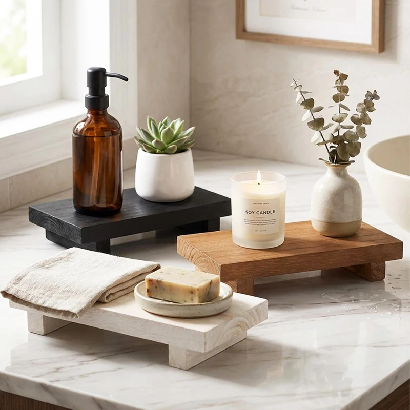 Rustic Wooden Pedestal Stand for Home Decor and Storage