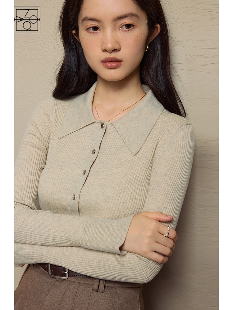 

ZIQIAO All-match Slim Lapel Knitted Cardigan Sweaters for Women 2023 Autumn Winter New Slim Cozy Style Cardigan Top Female