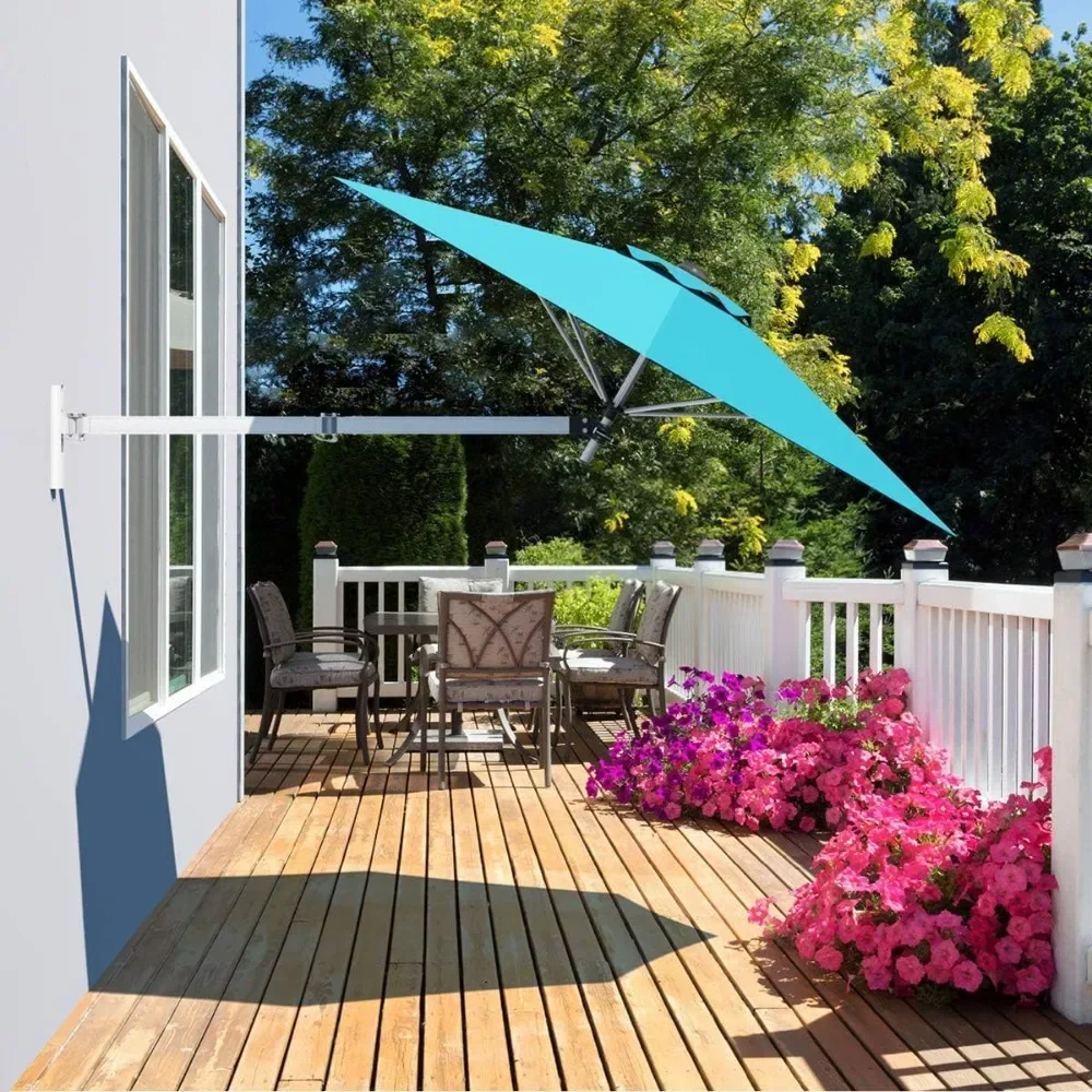 

Mounted Patio Umbrella, Outdoor Wall Umbrella with Adjustable Pole, Tilting Sunshade Umbrella with Wind Vent Patio Umbrellas