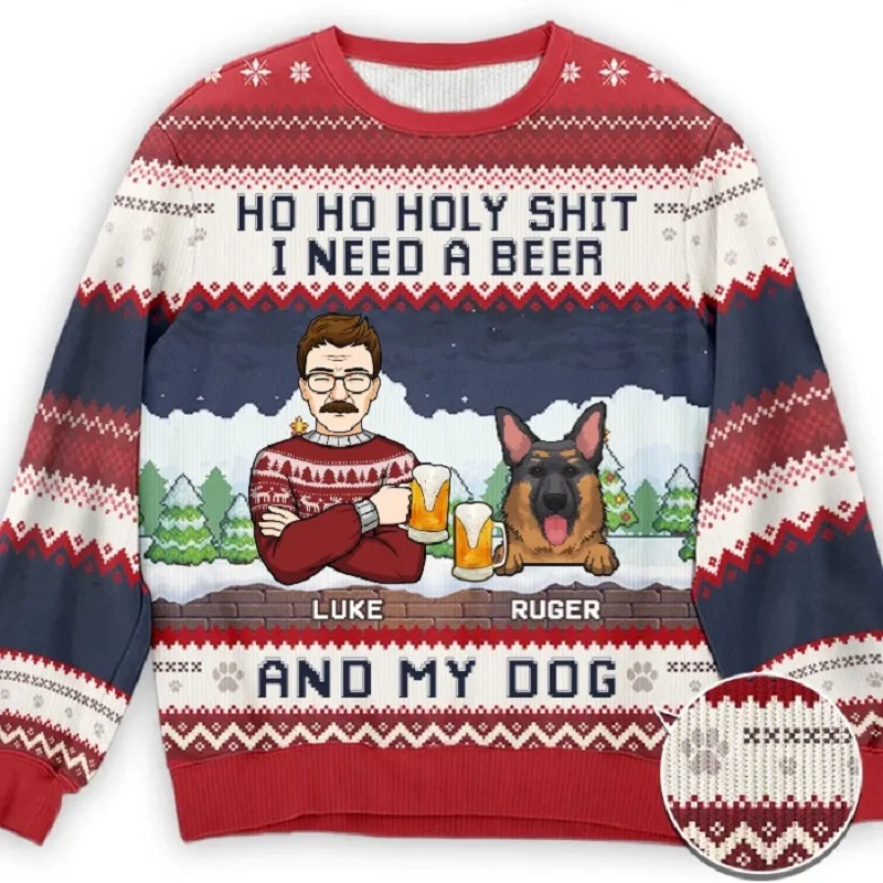2023 Autumn/Winter New Fashion Street Sports Tops Christmas Sweater Deadpool Jolly Red Guy Hot Sale O-Neck Long Sleeve Pullover