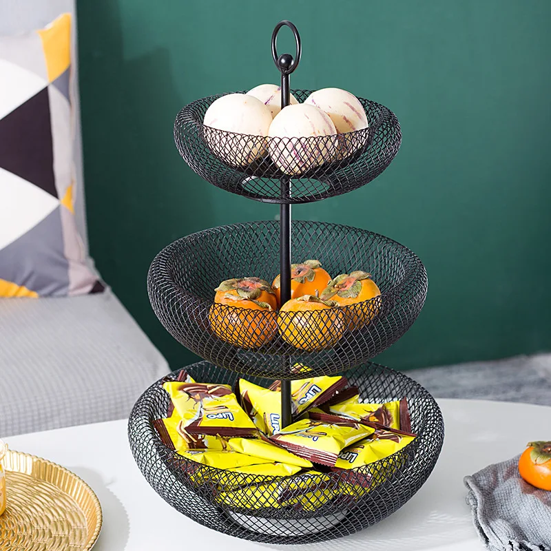 Fruit-Basket Round Fruit-Bowl Iron Fruit-Stand Home Creative-Snack-Bread  Storage Drain Basket Table Snack-Tray Home Use - AliExpress