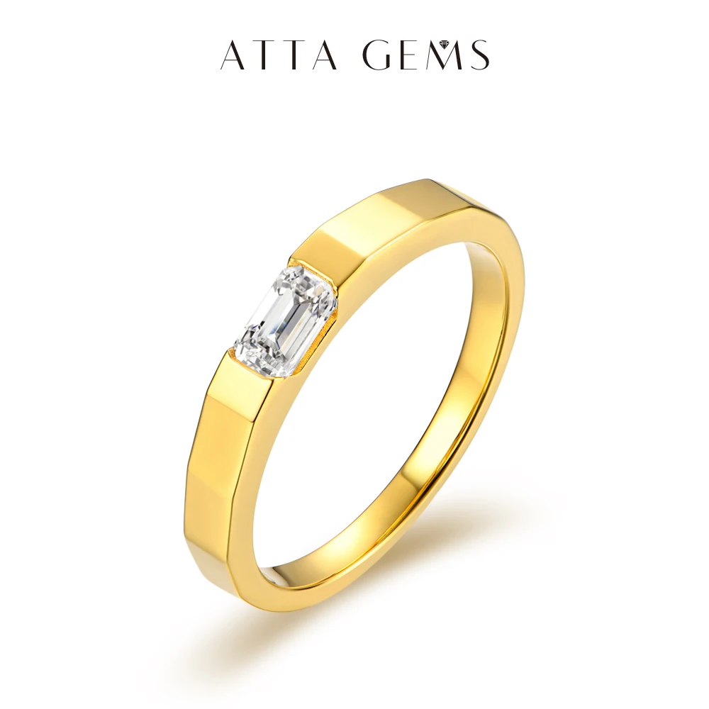 Attagems New D/Vvs1 Emerald Cut 0.3Ct Moissanite Diamond Ring Per Donna Uomo S925 Argento Placcato Oro Fidanzamento Fine Jewelry Gift