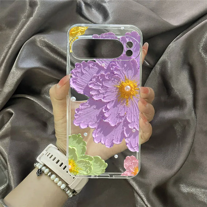 Elegant Floral Oil Painting Design - Transparent Soft Phone Case