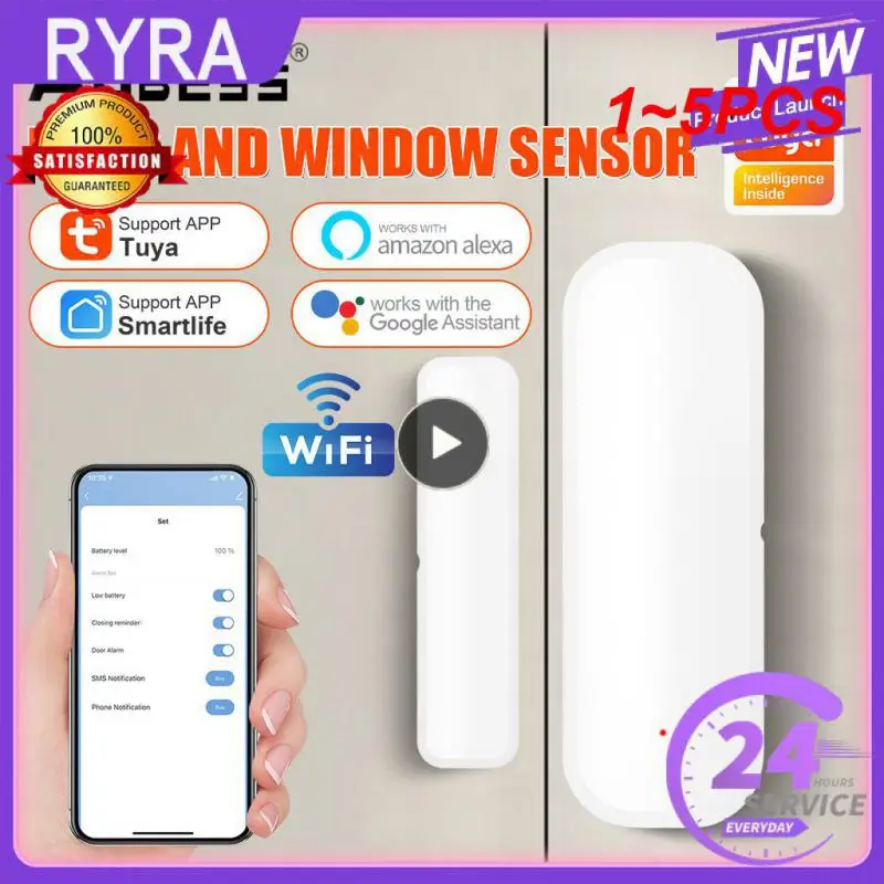 

1~5PCS Tuya WiFi/ Smart Door Sensor Door Open Closed Detectors Security Protection Alarm System Smart Life APP Control