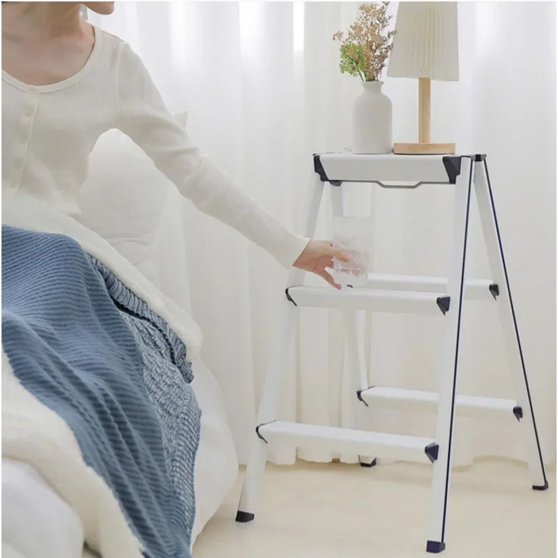 

Convenient Kitchen Stool Multi-functional Ladder Chair Aluminum Alloy Material Folding Ladder Stable Load-bearing Step Ladder