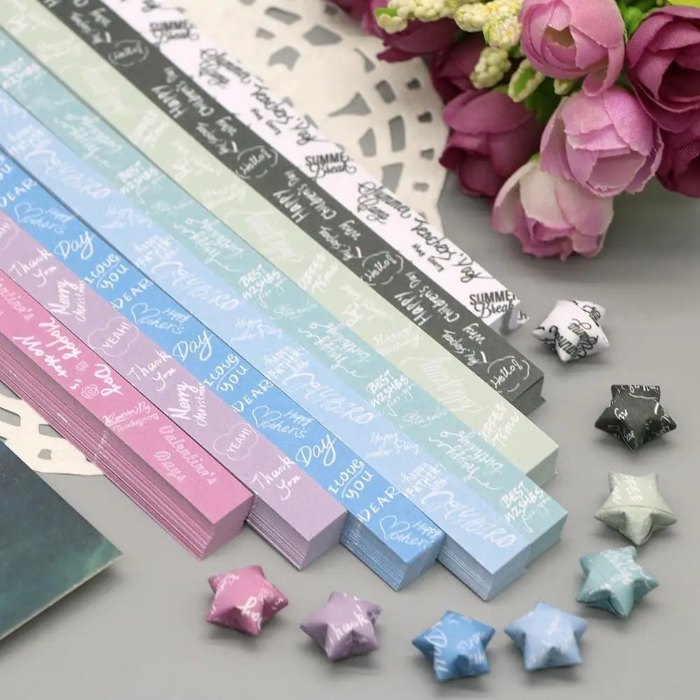 540 Fogli Colorati Star Origami Paper Cartoon Art Craft Stella Pieghevole Single Sided Best Wishes Lucky Star Origami