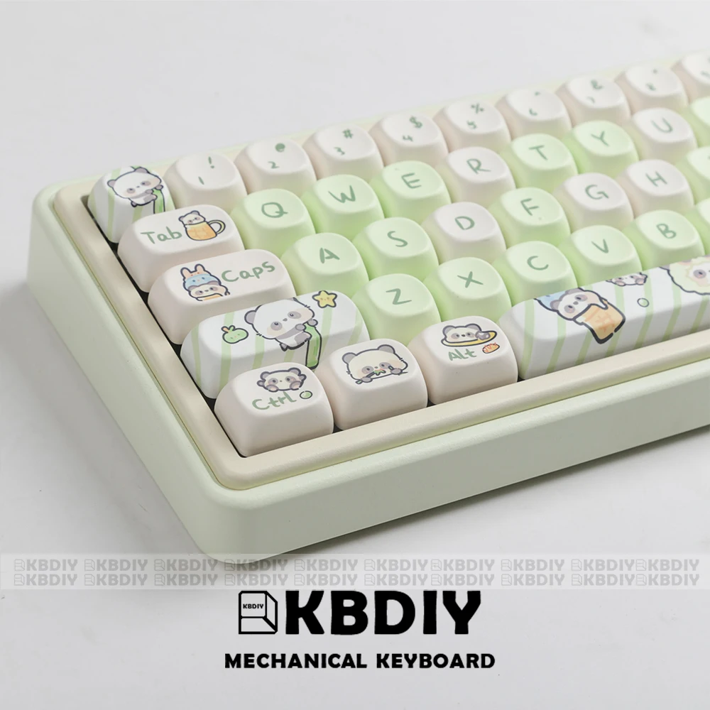 

KBDiy MOA Profile PBT Panda Theme Keycaps Mechanical Keyboard 140 Key Caps Cute MAC PBT DYE-SUB Custom Keycap for 61/64/67/87/98