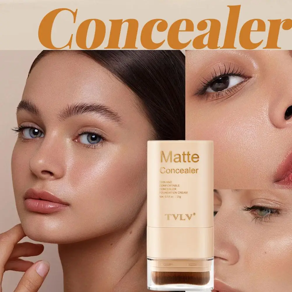 اثنان في واحد كريم أساس مزدوج الرأس، عصا مكياج للوجه، مكياج غير لامع، خافي عيوب البشرة، أداة مكياج ناعمة