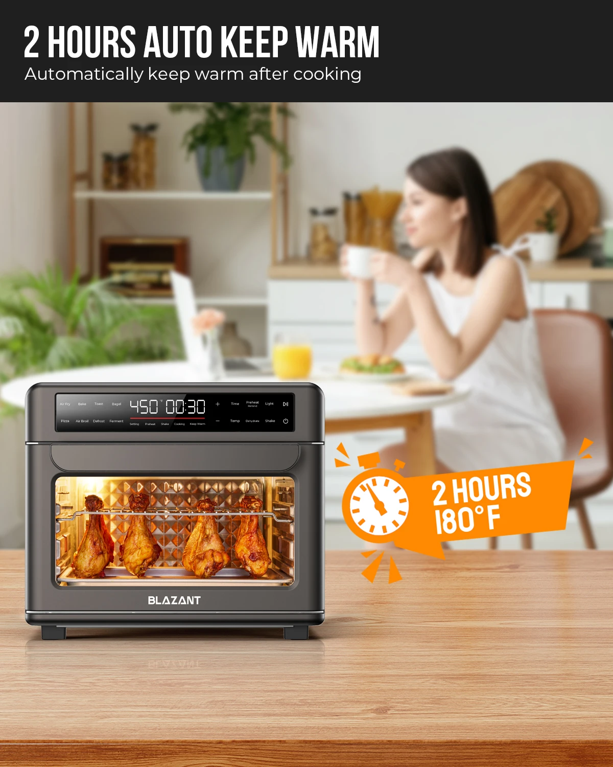 Large Capacity Air Fryer Toaster Oven Combo Countertop, Dishwasher Safe Detachable Panel, 26QT, with Drumstick Grill 4