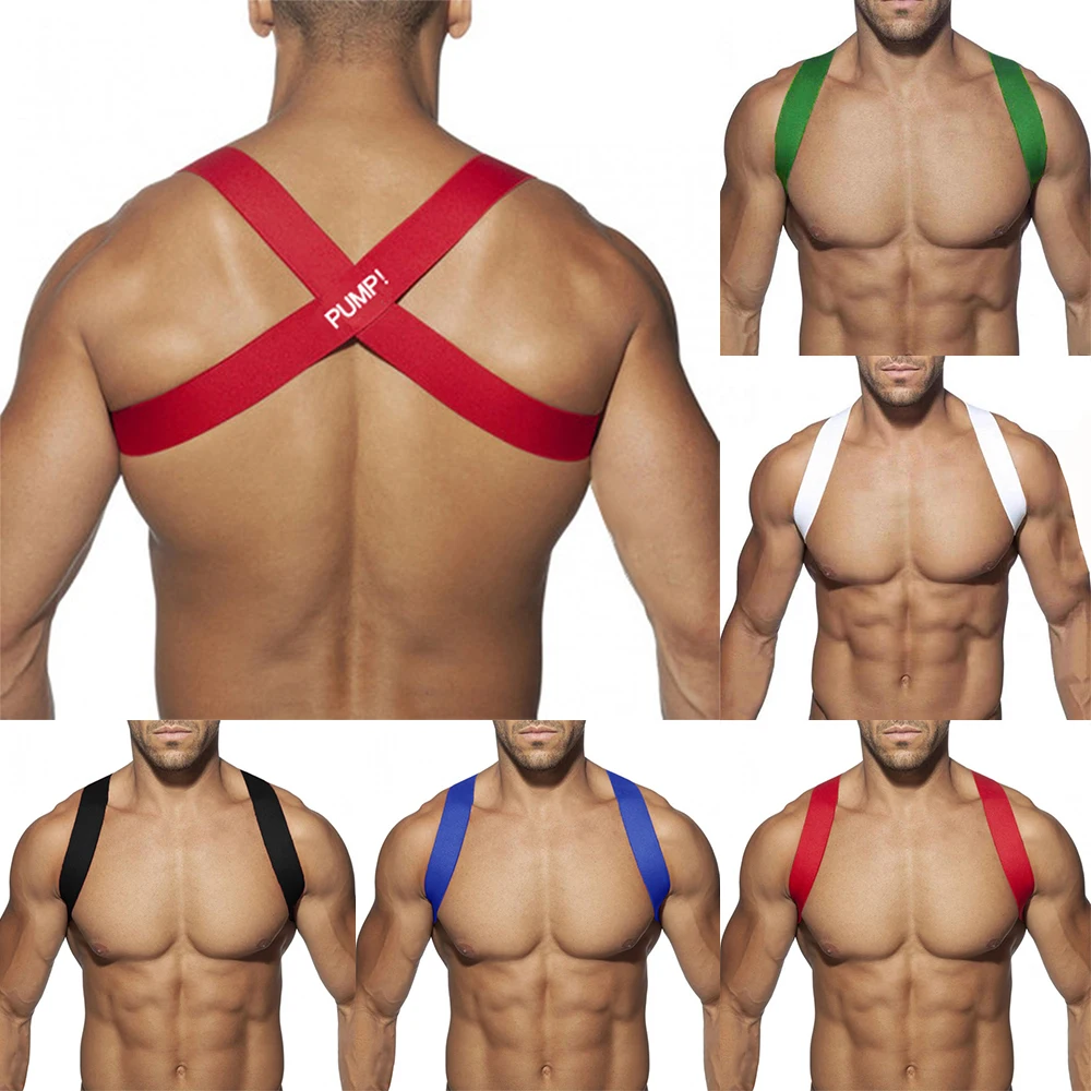 

Mens Sexy Chest Strap Body Mucle Harness Club Cosplay Lingerie Costume Gays Underwear Elastic Band Bondage Vest Shoulder Strap