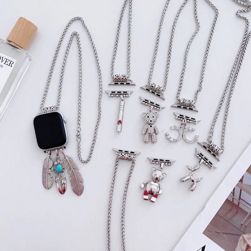 

Newest Isn Pendant Stainless Steel Neck Strap for Watch Ultra 49mm Series 8 7 SE 6 5 4 3 2 1 Creative Bracelt for IWatch