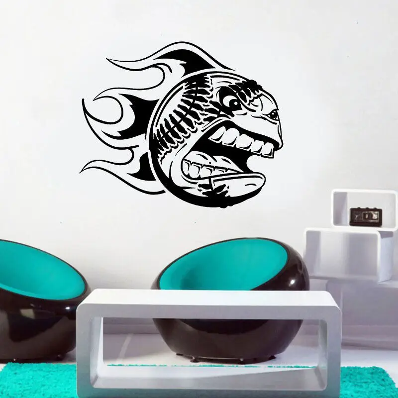 Vinyl Wall Stickers Baseball Fireball Sports Children'S Room Fun Decoration Stickers Sports Art Wall Stickers Funny Stickers