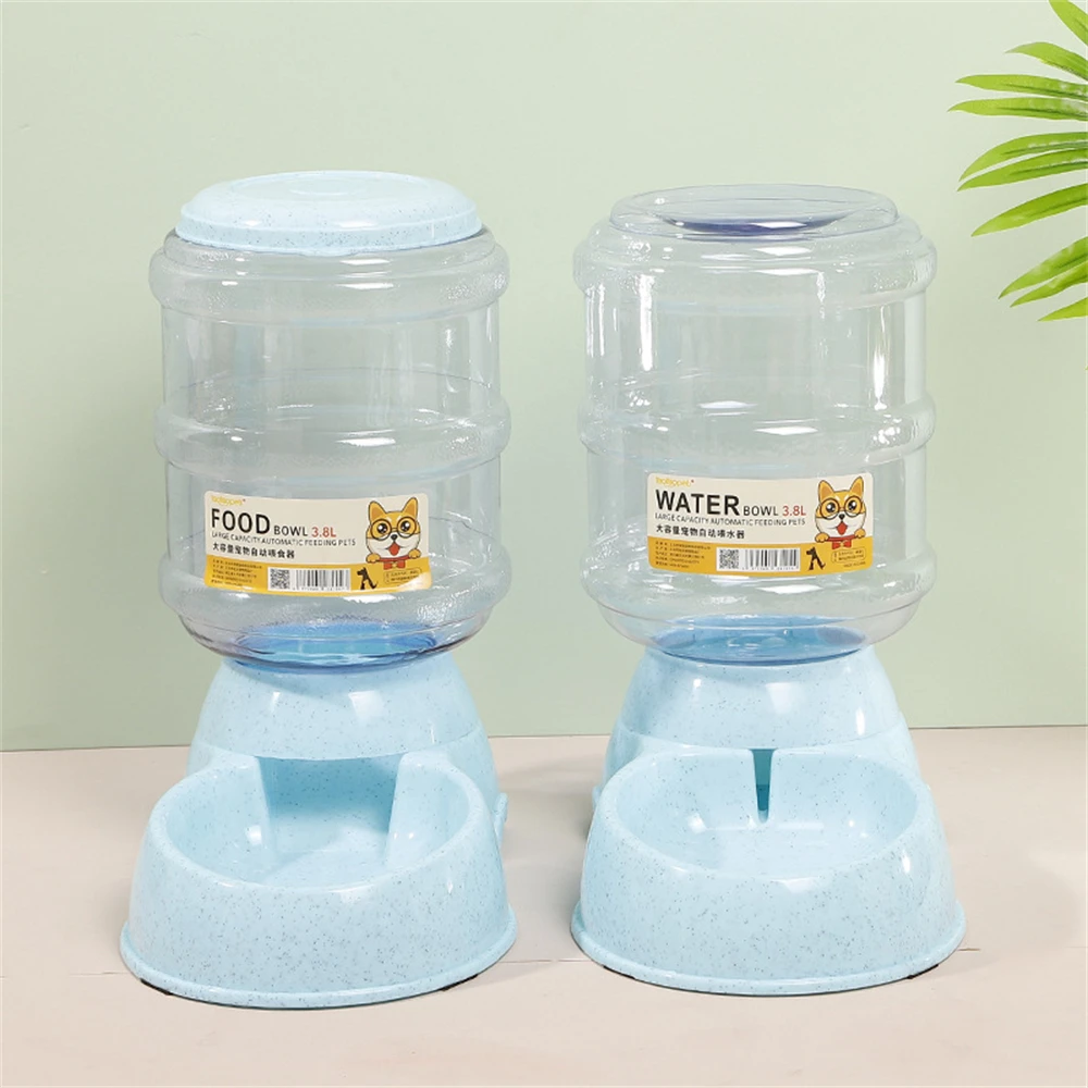 Dry Food Automatic Feeder Automatic Cat Food & Water Dispenser Set - 3.8L Gravity Feeder With Stainless Steel Bowls Cat Food Dispenser