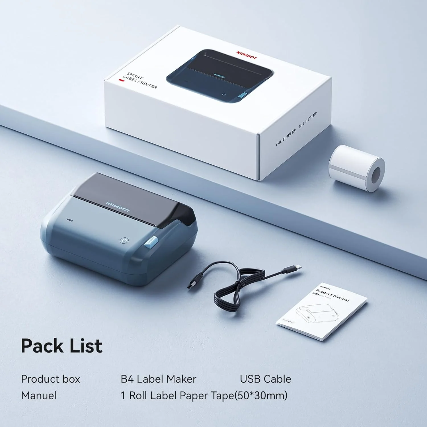 NIIMBOT B4 Big Size 20-110mm Width Printing Mini Portable Saving Space Bluetooth Wireless Label Printer 4x6inch Shipping Sticker