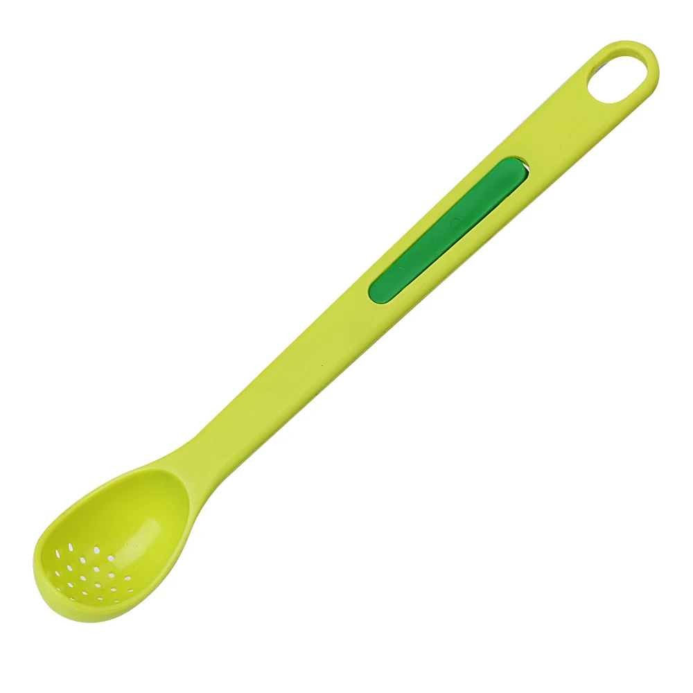 Long Handle Strainers Colander Spoon Filter Canned Fruit Juice Filtering Spoon Stainless Steel Fruit Fork 2 in 1 Cooking Tools