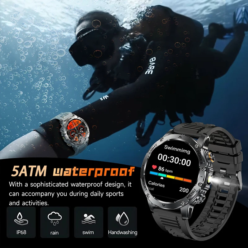 Outdoor Sport GPS Smart Watch Men 5ATM Waterproof Swim Smartwatch HD AMOLED 1000mAh Battery NFC Call Fitness Electronic Watches
