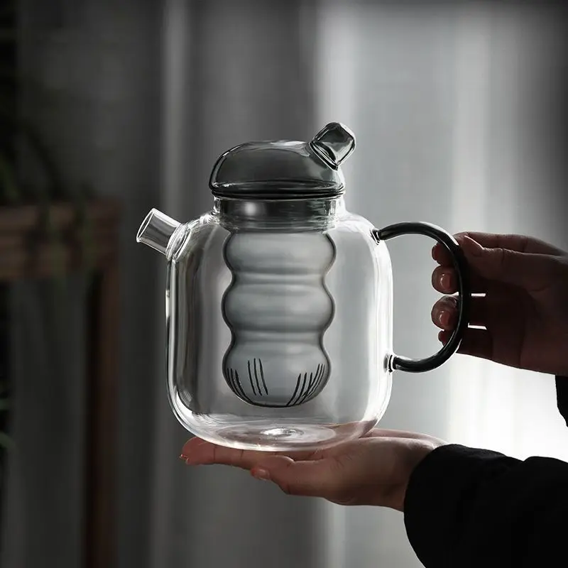1250ML Colorful Glass Inner Liner Teapot High Borosilicate Glass Cold