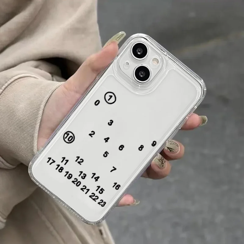 Sleek Transparent Shockproof Phone Case with Number Design