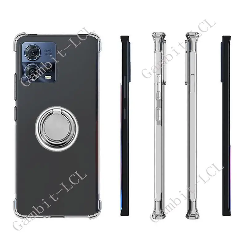Shockproof Silicone TPU Phone Case with Back Ring Holder Bracket - Soft and Durable Protection