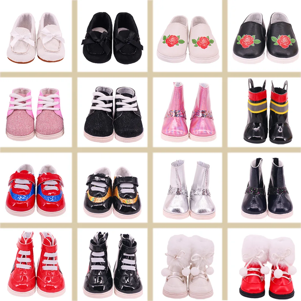 

7Cm Doll Shoes Canvas&Lace Up Shoes&Boots For 18Inch American Van Girl&43Cm Baby Newborn Reborn Doll Toy Gift For Our Generation