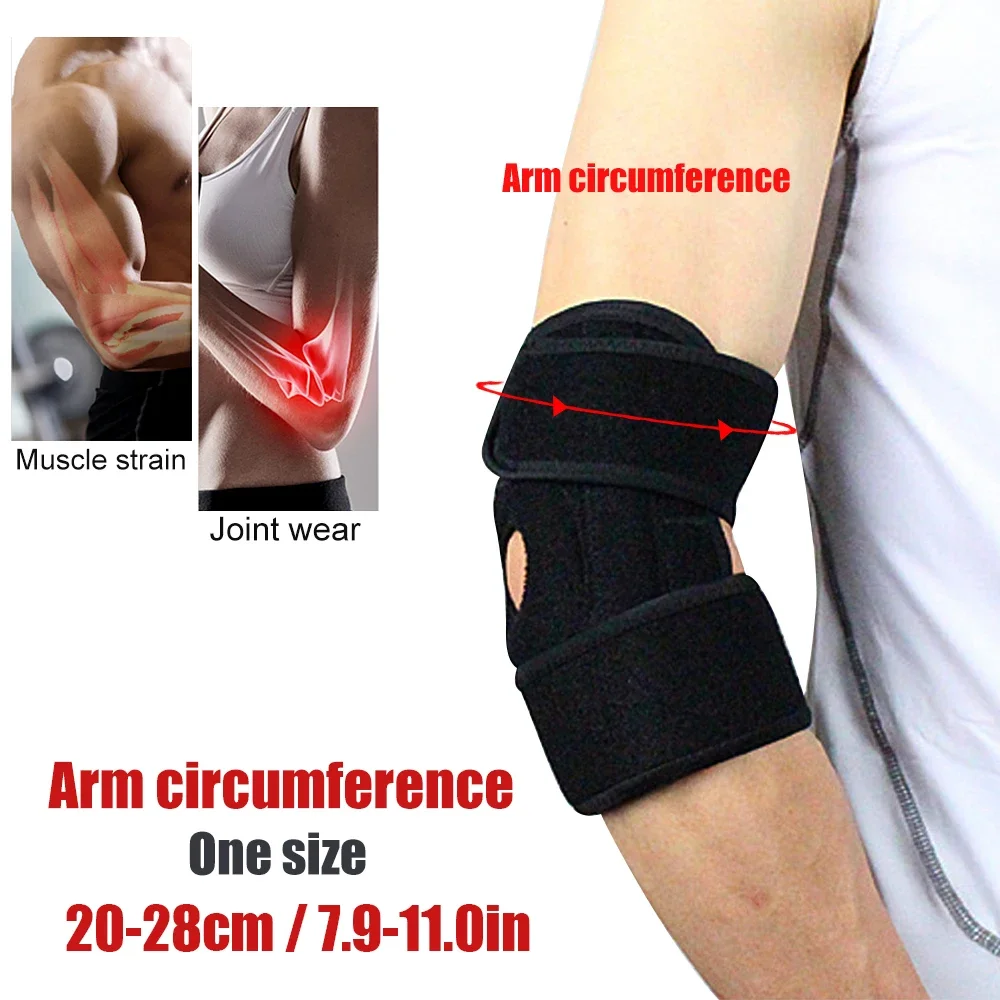Sports Adjustable Neoprene Elbow Brace Wraps Black Breathable Arm Support Strap Band Joint Sprain Protection Tennis Golfers Men
