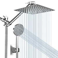 2-IN-1 Bathroom Shower Combo High Pressure Rainfall Shower Head with Extension Arm Handheld Shower Head with Wall Bracket Hose 1