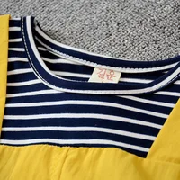 (0-3 Years Old) Summer Cotton Striped Short Sleeved Fake Two-Piece Girl'S Dress Cute Cartoon Girl Strap Dress 4