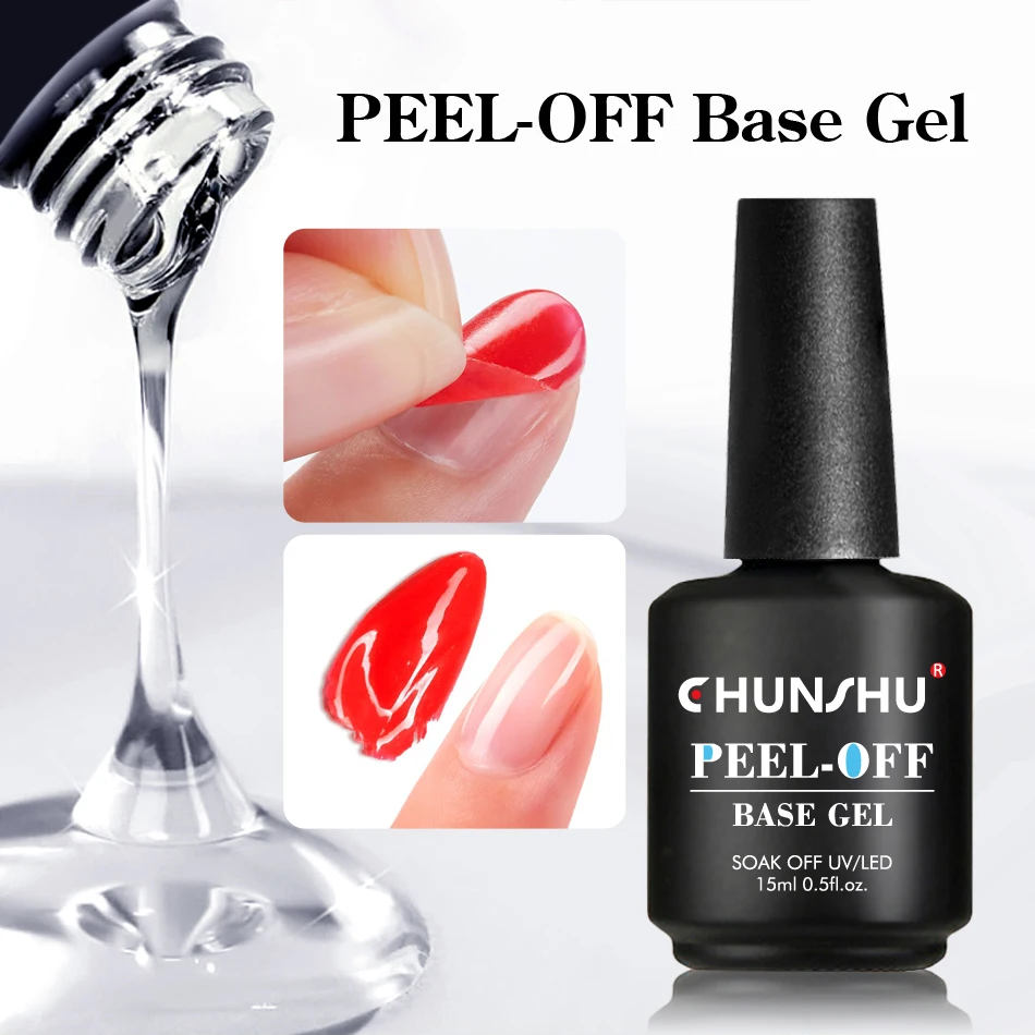 15ML Peel Off Base Gel Transpare No Need Remover Nail Tips Glue Gel Peelable Base Coat For Practice Beginner CHUNSHU