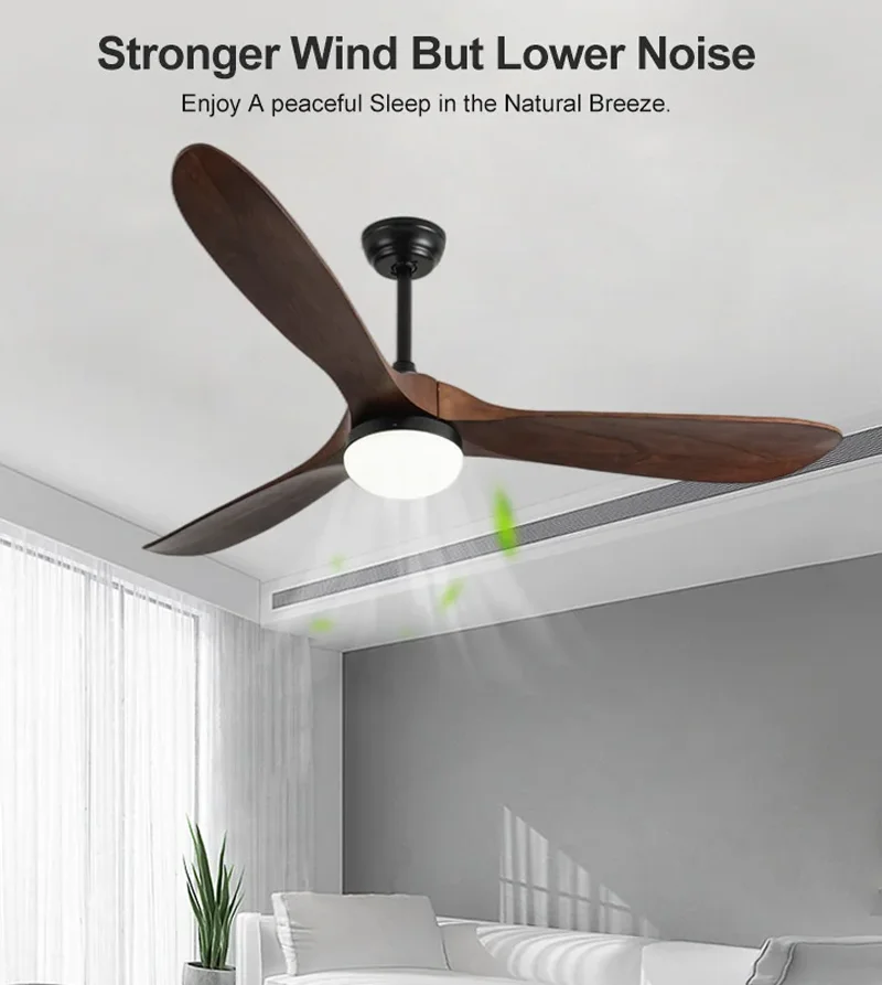 Description Picture 6 of itemLuxury Natural Wooden Ceiling Fan Home Decorative Pendant Fan With Lamp Reversible Motor Suitable for Summer and Winter