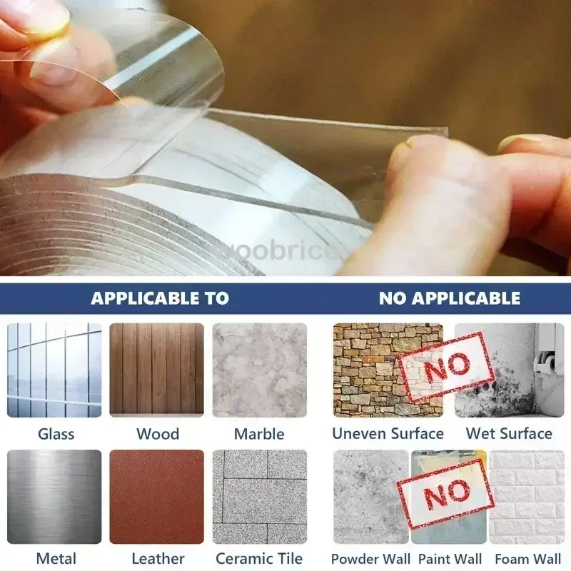 Double Face Transparent Double Sided Tape Super Strong Sided Reusable Waterproof Tapes Heat Resistance Bathroom Home Decoration - Image 4