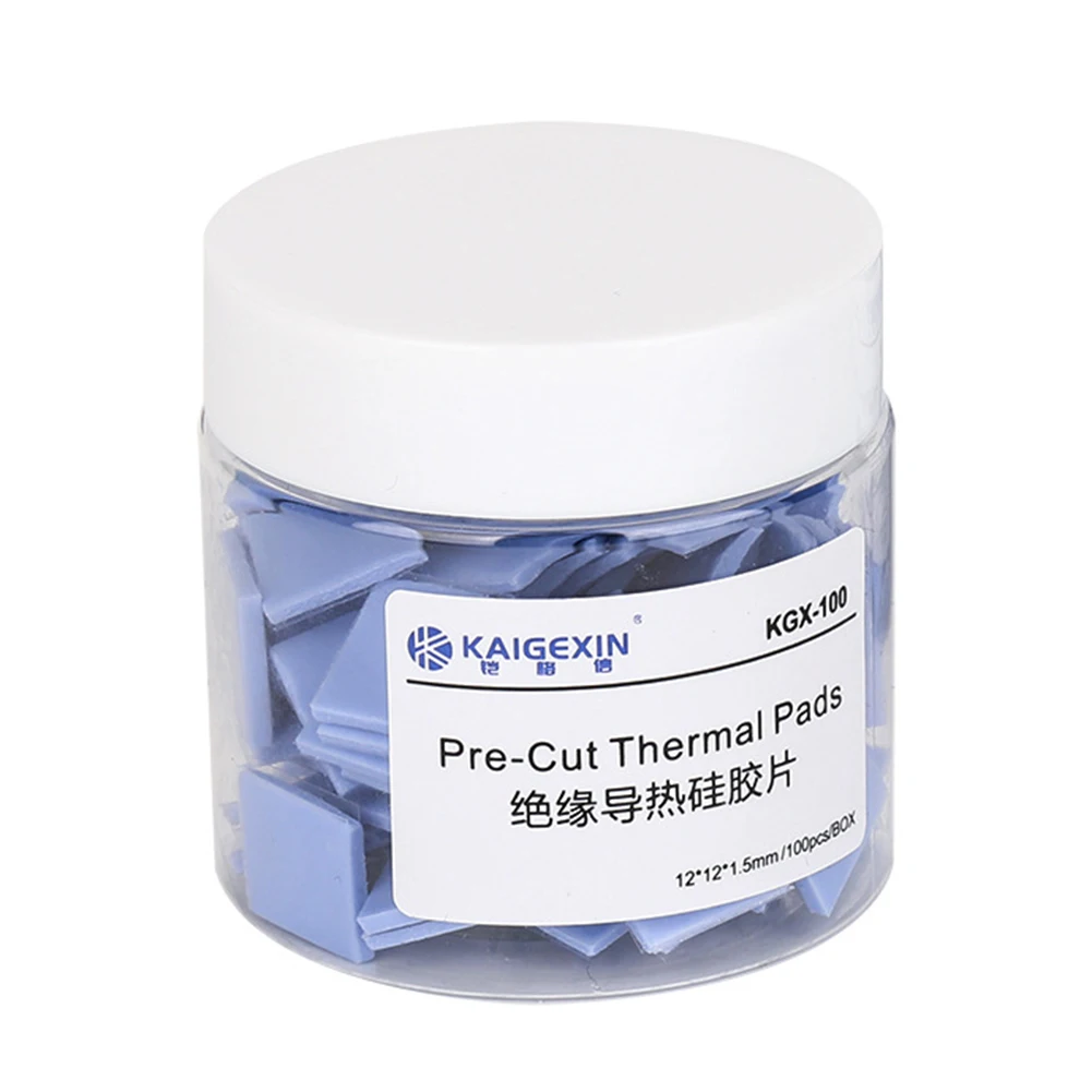 열전도 열 패드, 비전도성 전도성 실리콘 패드, 전도성 냉각 패드, GPU CPU 수리용, 12x12x1.5mm, 100 개