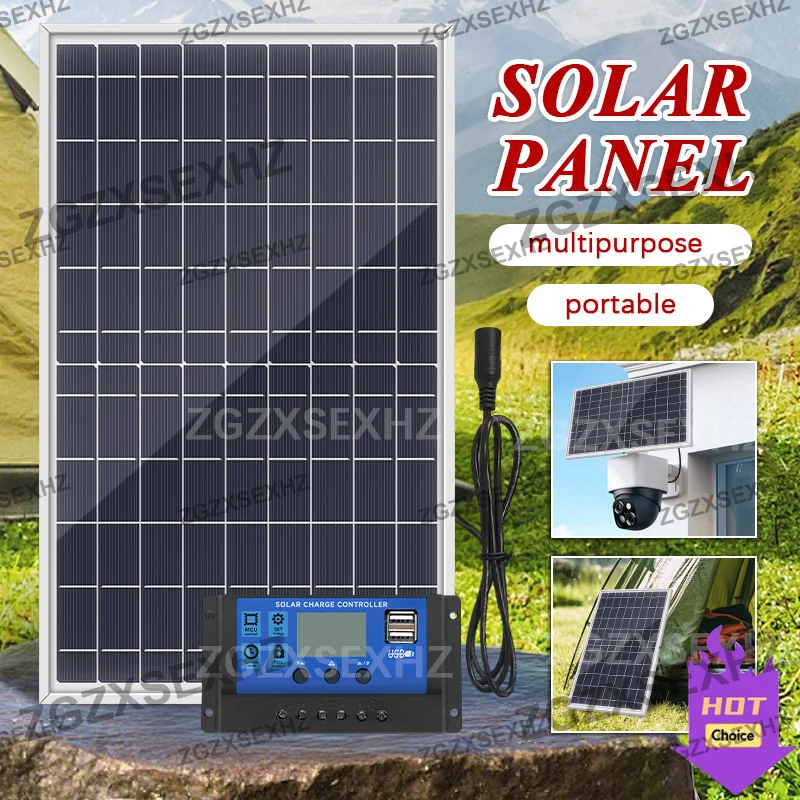 ชุดแผงโซลาร์เซลล์ ZGZXSEXHZ 1000W/500W 12V พร้อมตัวควบคุม 100A ระบบไฟฟ้าโซลาร์เซลล์สำหรับบ้าน/แคมป์ปิ้ง/ชาร์จแบตเตอรี่รถบ้าน 1