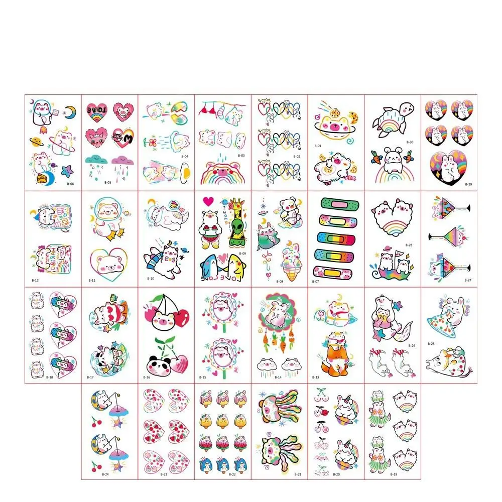 30 Pz/set Ins Serie Colorato Arcobaleno Espressione Adesivo Del Tatuaggio Viso Mano Bella Body Art Falso Tatoo Temporaneo Impermeabile Taty - immagine 5